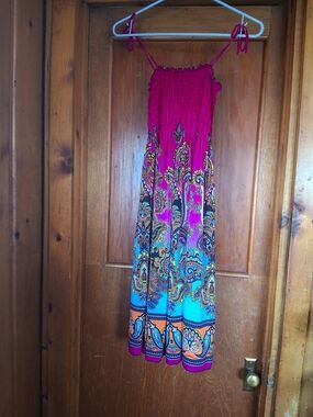 Paisley Maxi Dress - Fuchsia, Turquoise & Orange